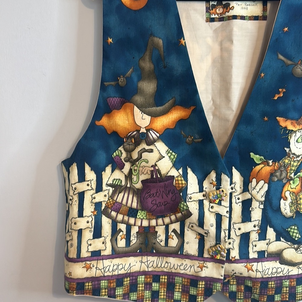 Hand Made Halloween 1998 Scarecrow Witch Ghost Festive Vest - Picture 3 of 7